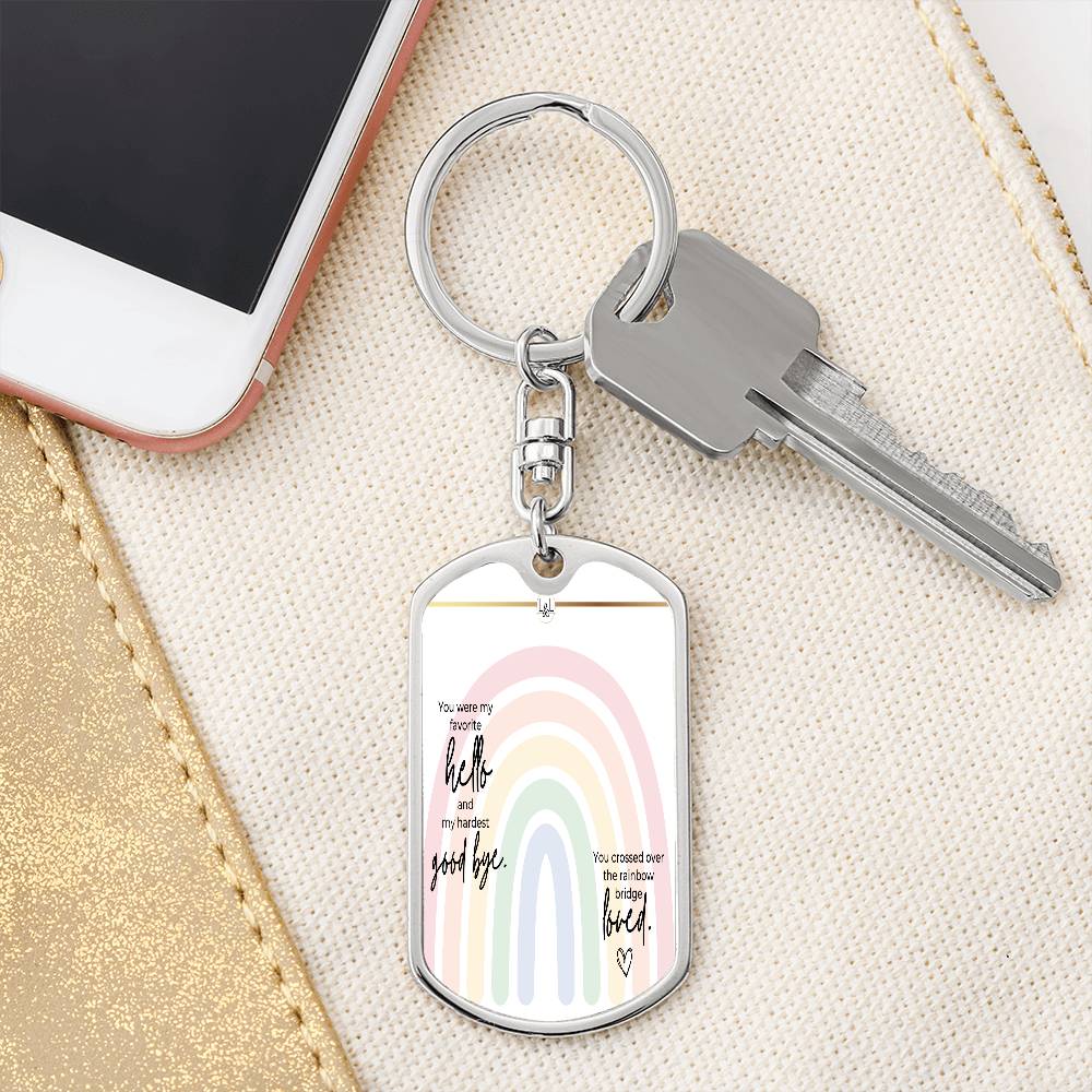 Dog Loss Gift - Crossing Over the Rainbow Bridge - Photo Keychain - Custom Dog Remembrance, Bereavement & Sympathy Gift