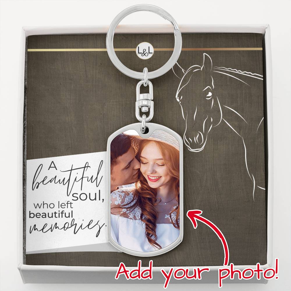 Horse Keepsake - A Beautiful Soul - Keychain with Photo - Custom Horse or Equestrian Memorial, Bereavement & Sympathy Gifts