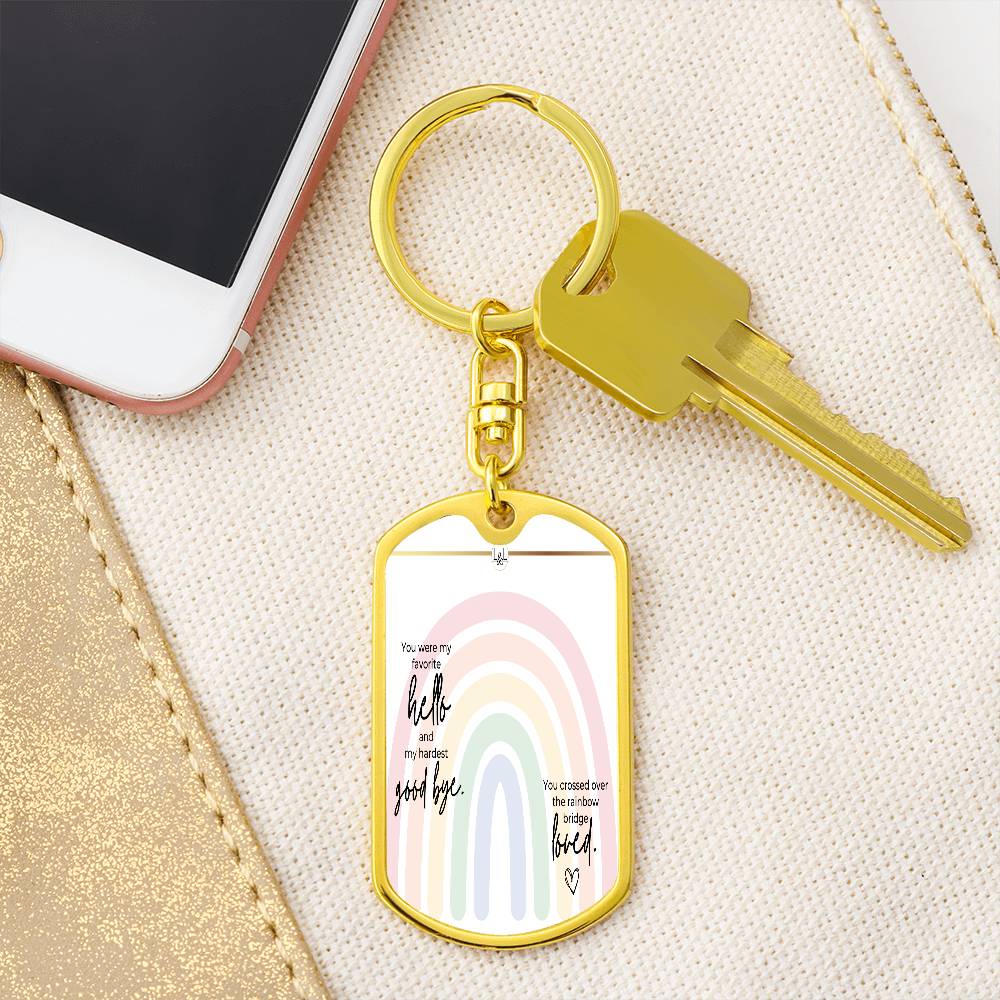 Dog Loss Gift - Crossing Over the Rainbow Bridge - Photo Keychain - Custom Dog Remembrance, Bereavement & Sympathy Gift