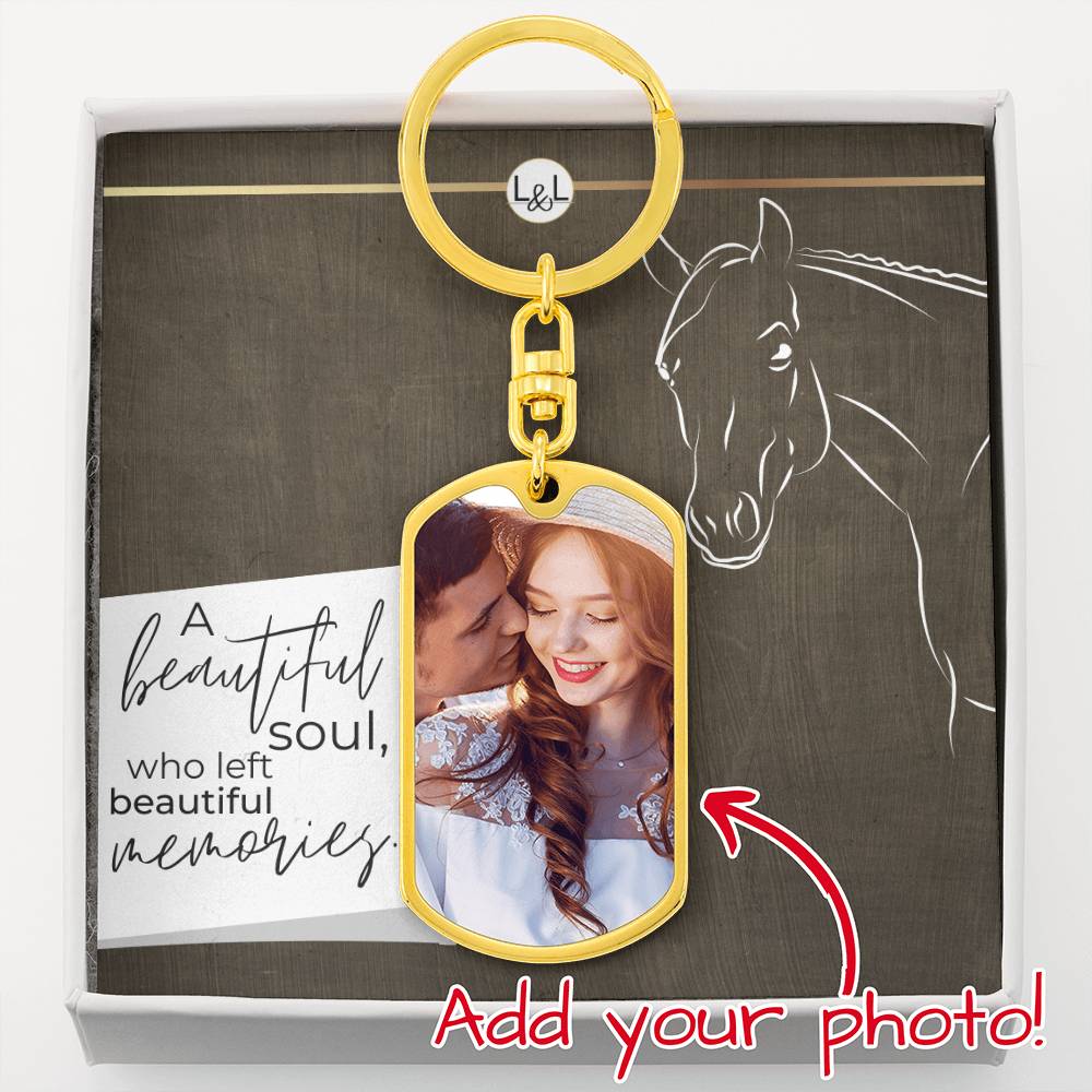 Horse Keepsake - A Beautiful Soul - Keychain with Photo - Custom Horse or Equestrian Memorial, Bereavement & Sympathy Gifts