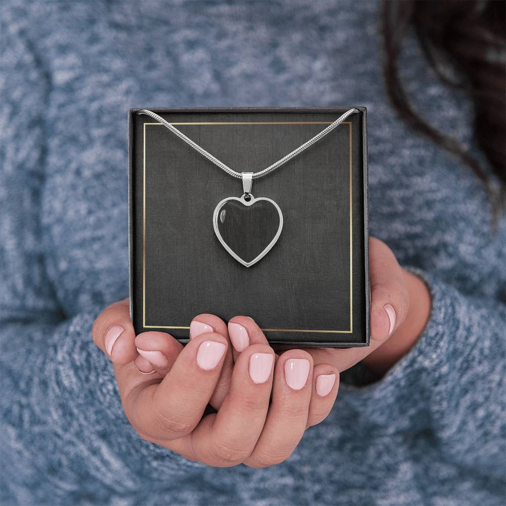 Photo Upload Necklace - Heart Photo Pendant + Custom Engraving Option