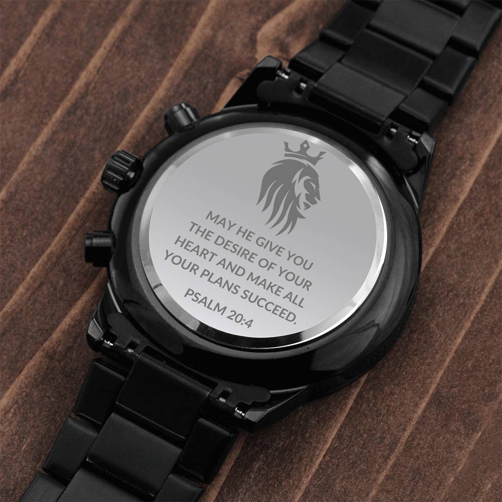 Christian Engraved Watch - Your Plans Succeed - Great Gift For Christmas, Birthday, Confirmation, or A Baptism