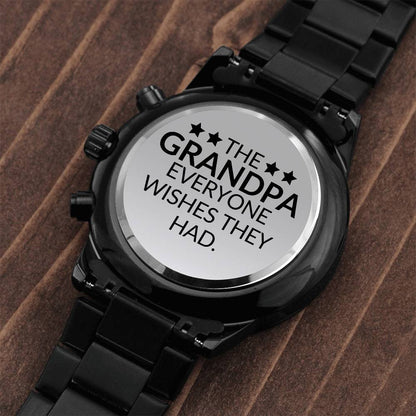 Gift For Grandpa - Everyone Wishes They Had - Engraved Black Chronograph Men's Watch + Watch Box - Perfect Birthday Present or Christmas Gift For Him - Liliana and Liam