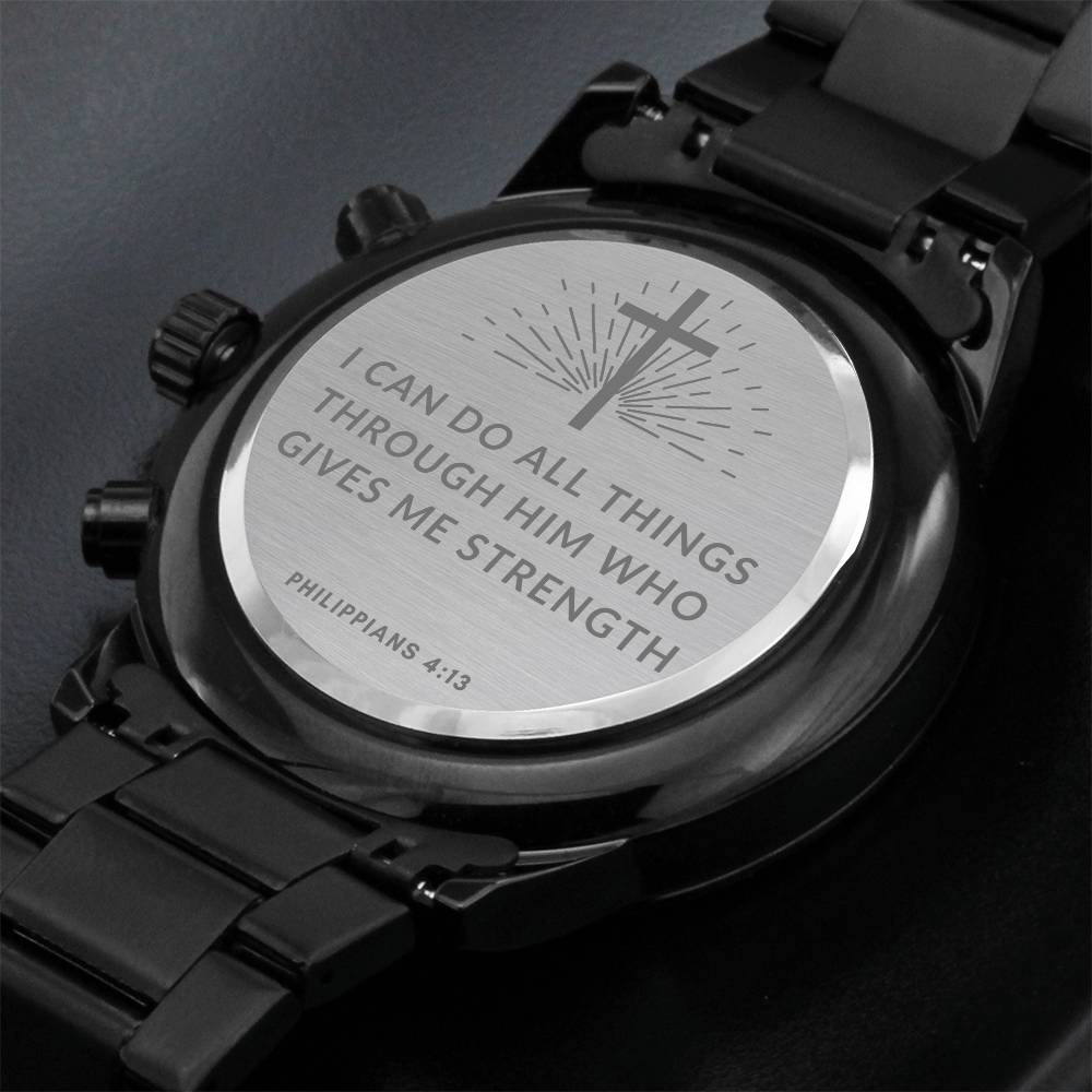 Christian Engraved Watch - All Things - Great Gift For Christmas, Birthday, Confirmation, or A Baptism