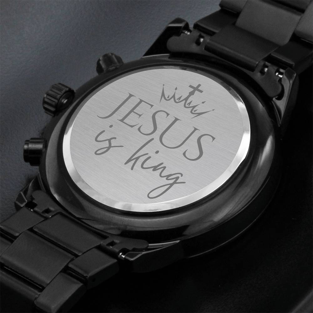 Christian Engraved Watch - Jesus Is King - Great Gift For Christmas, Birthday, Confirmation, or A Baptism