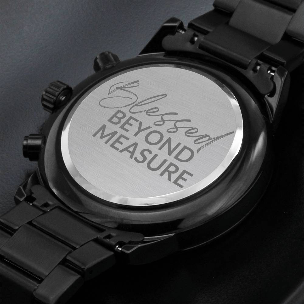 Christian Engraved Watch - Blessed Beyond Measure - Great Gift For Christmas, Birthday, Confirmation, or A Baptism