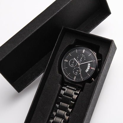 Gift For My Man - Always Have, Always Will - Engraved Black Chronograph Men's Watch + Watch Box - Perfect Birthday Present or Christmas Gift For Him - Liliana and Liam