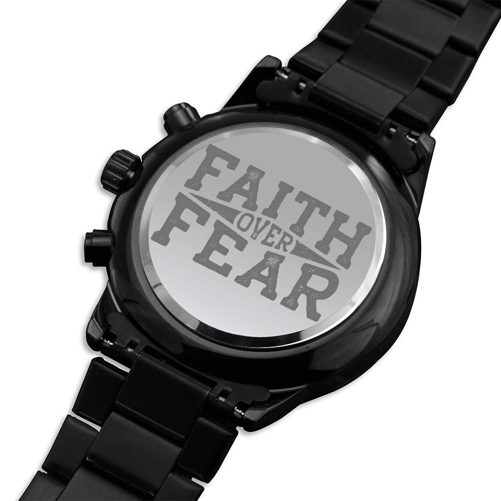 Christian Engraved Watch - Faith Over Fear - Great Gift For Christmas, Birthday, Confirmation, or A Baptism