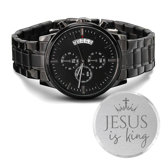 Christian Engraved Watch - Jesus Is King - Great Gift For Christmas, Birthday, Confirmation, or A Baptism