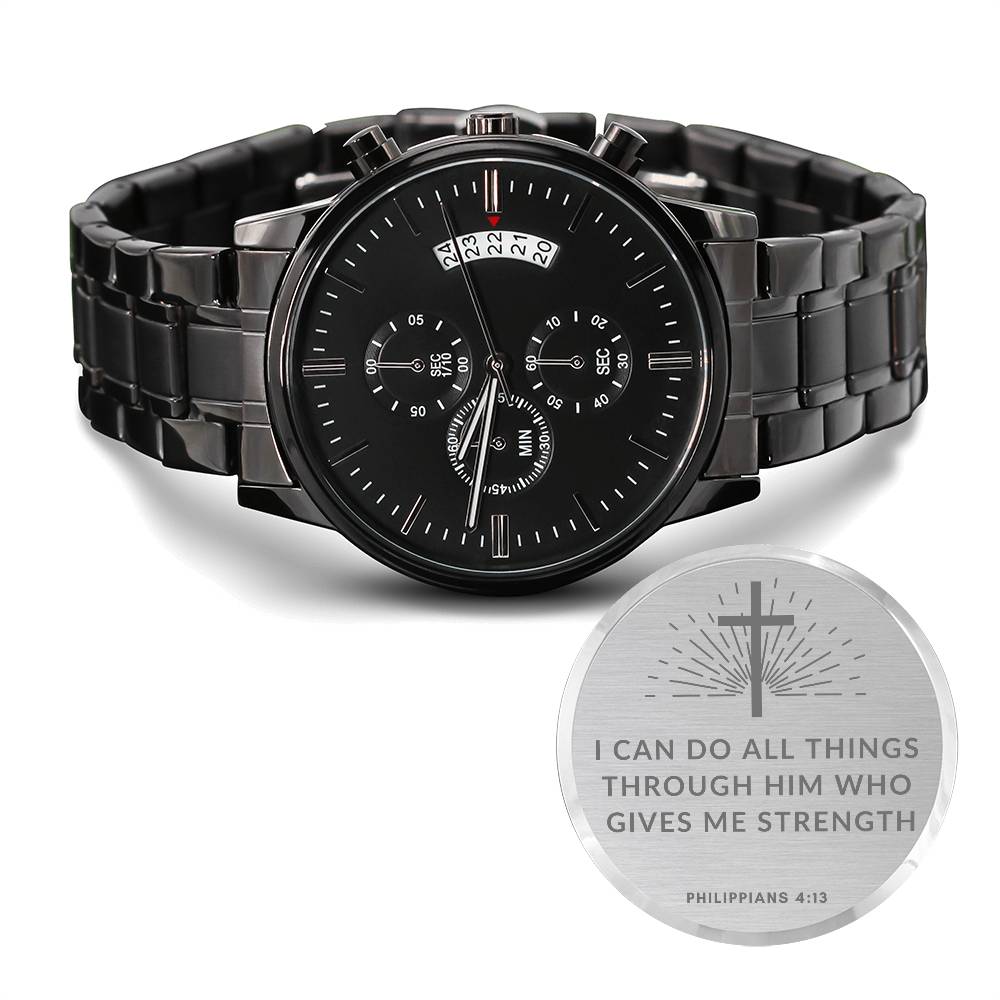 Christian Engraved Watch - All Things - Great Gift For Christmas, Birthday, Confirmation, or A Baptism