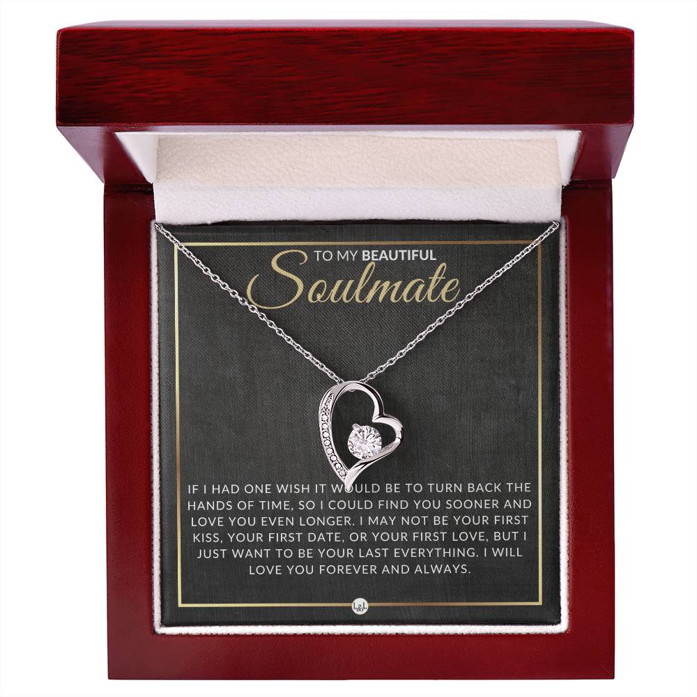 Special Gift For Soulmate - Open Heart Pendant Necklace - Sentimental and Romantic Christmas, Valentine's Day, Birthday or Anniversary Present