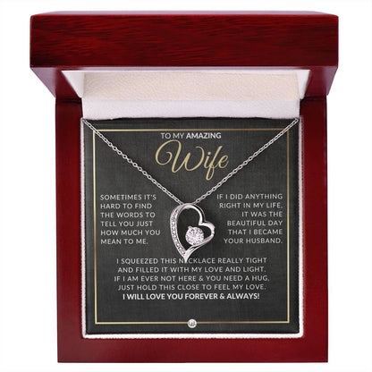 Surprise Gift For Wife - Open Heart Pendant Necklace - Sentimental and Romantic Christmas, Valentine's Day, Birthday, or Anniversary Present - Liliana and Liam