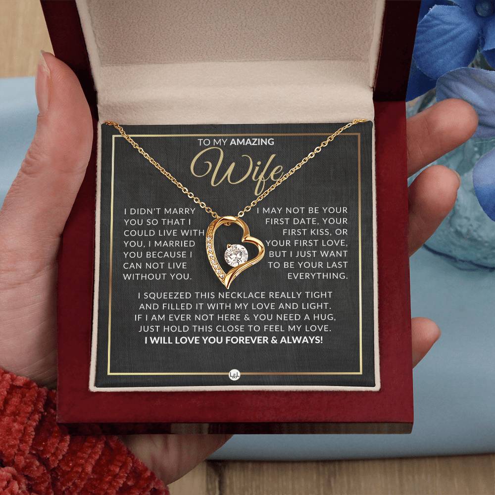 Gift For Wife After Marriage - Beautiful Women's Open Heart Pendant Necklace + Heartfelt Message - Liliana and Liam