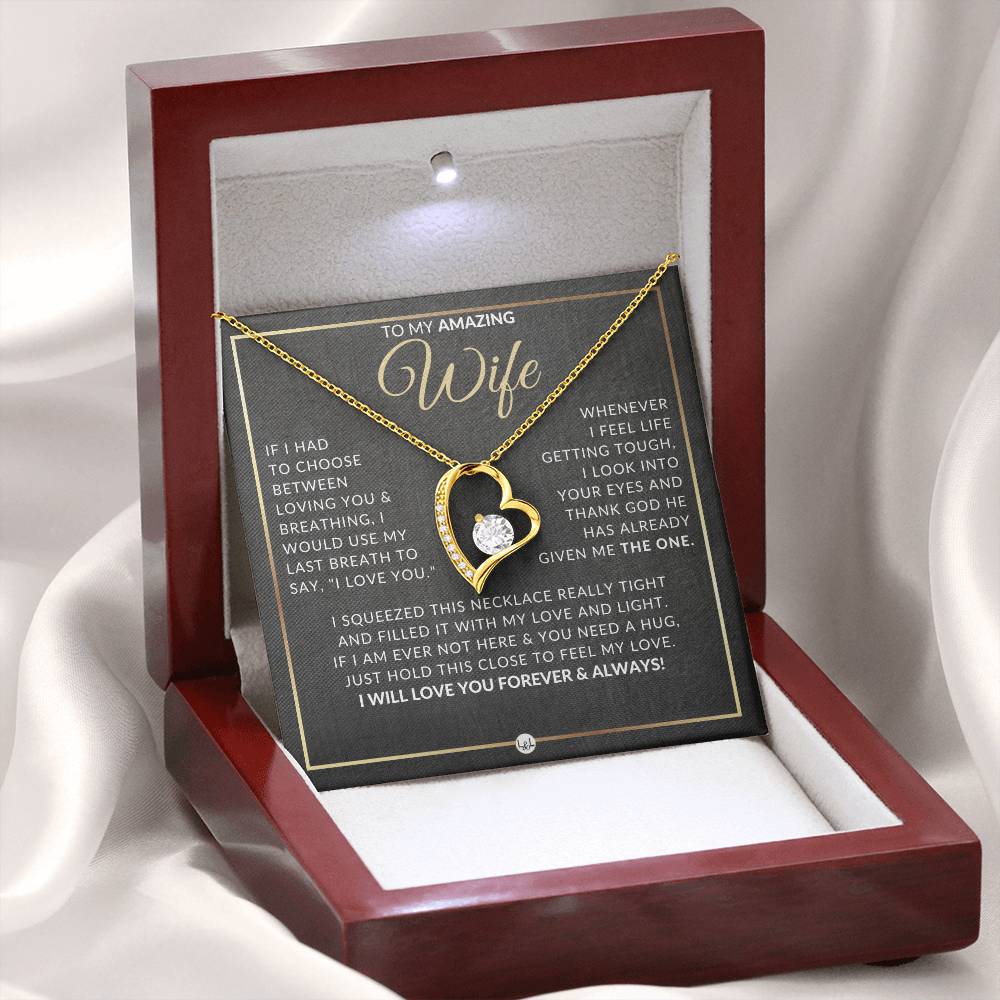 Romantic Gift For Wife - Open Heart Pendant Necklace - Sentimental and Romantic Christmas, Valentine's Day, Birthday, or Anniversary Present