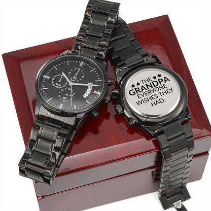 Gift For Grandpa - Everyone Wishes They Had - Engraved Black Chronograph Men's Watch + Watch Box - Perfect Birthday Present or Christmas Gift For Him - Liliana and Liam