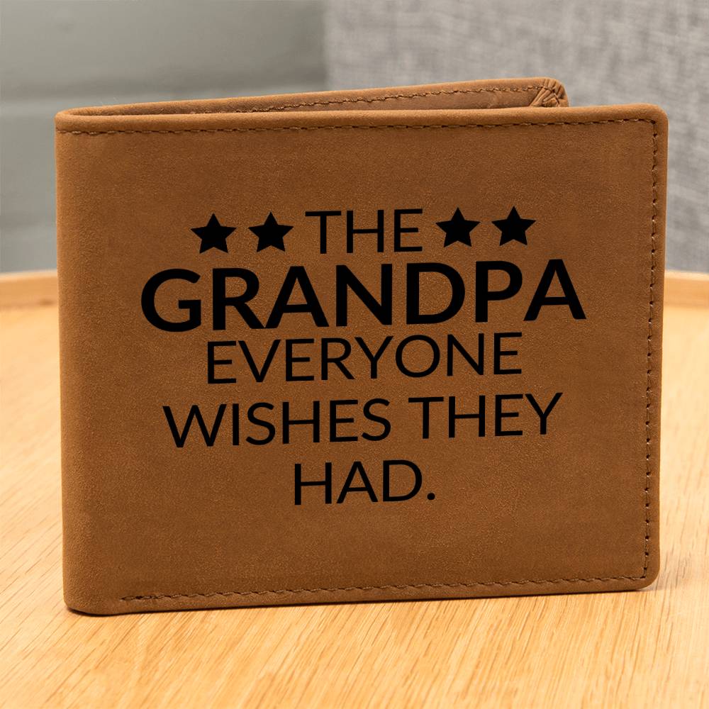 Gift For Grandpa - Everyone Wishes - Men's Custom Bi-fold Leather Wallet - Great Christmas Gift or Birthday Present Idea