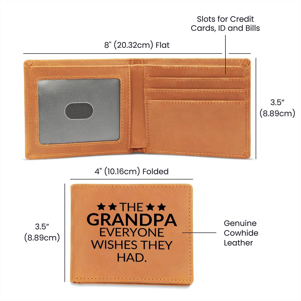 Gift For Grandpa - Everyone Wishes - Men's Custom Bi-fold Leather Wallet - Great Christmas Gift or Birthday Present Idea