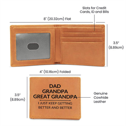Better and Better - Custom Bi-fold Leather Wallet - Gift For Great Grandpa - Liliana and Liam