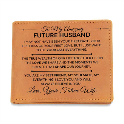 My Best Friend, My Soul Mate, My Everything - Custom Leather Wallet - Gift For Future Husband - Liliana and Liam