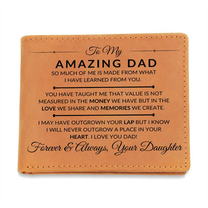 A Place In Your Heart - Custom Bi-fold Leather Wallet - Gift For Dad From Daughter - Liliana and Liam