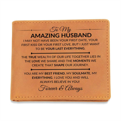 My Best Friend, My Soul Mate, My Everything - Custom Bi-fold Leather Wallet - Gift For My Husband - Liliana and Liam