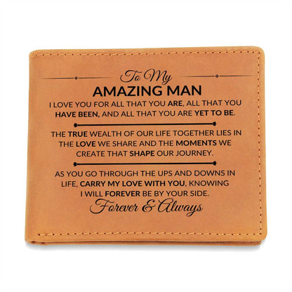 For All That You Are - Custom Bi-fold Leather Wallet - Gift For My Man - Liliana and Liam