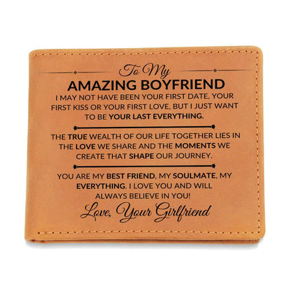 My Best Friend, My Soul Mate, My Everything - Custom Bi-fold Leather Wallet - Gift For Boyfriend - Liliana and Liam