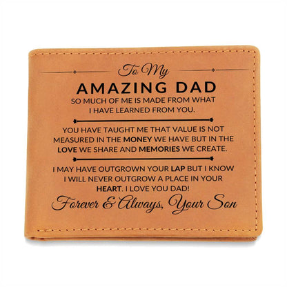 A Place In Your Heart - Custom Bi-fold Leather Wallet - Gift For Dad From Son - Liliana and Liam