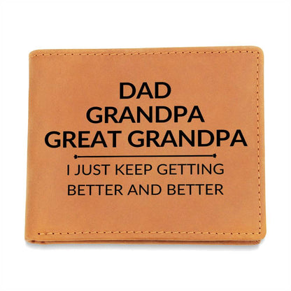 Better and Better - Custom Bi-fold Leather Wallet - Gift For Great Grandpa - Liliana and Liam