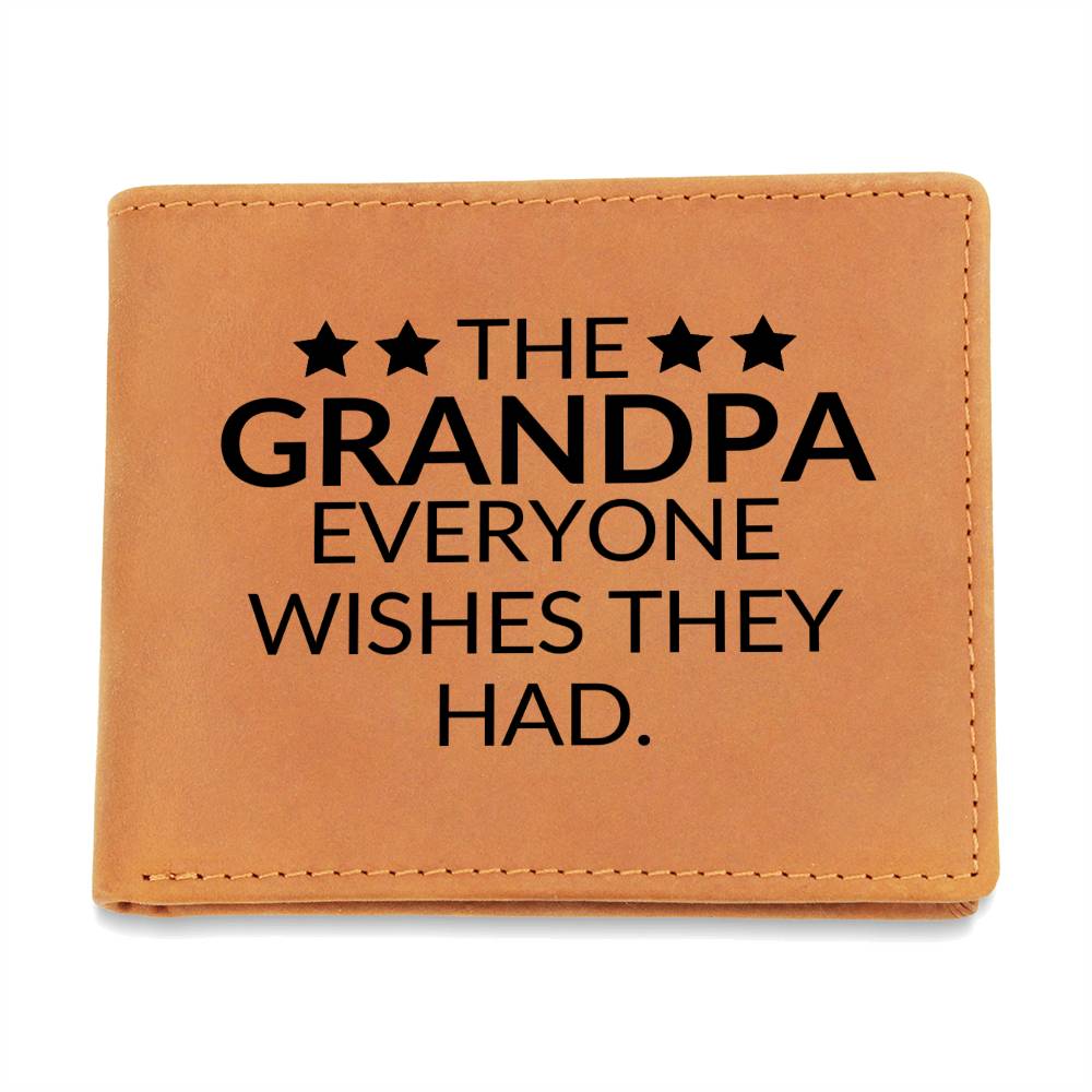 Gift For Grandpa - Everyone Wishes - Men's Custom Bi-fold Leather Wallet - Great Christmas Gift or Birthday Present Idea