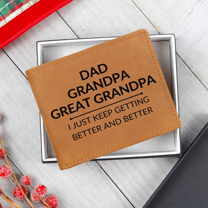 Better and Better - Custom Bi-fold Leather Wallet - Gift For Great Grandpa - Liliana and Liam