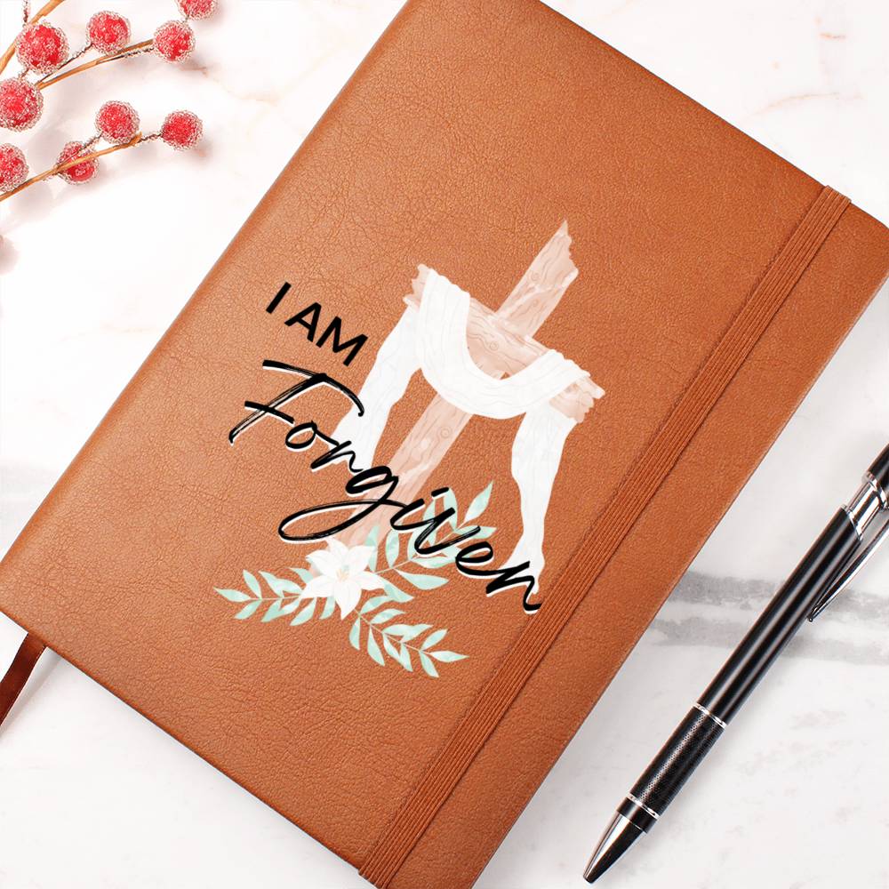 Christian Notebook - I Am Forgiven - Inspirational Leather Journal - Encouragement, Birthday or Christmas Gift