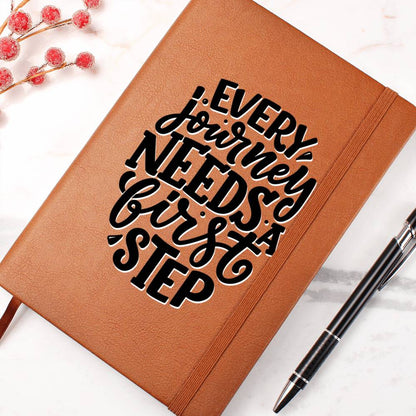 First Steps - Custom Leather Journal - Inspirational Notebook - Liliana and Liam