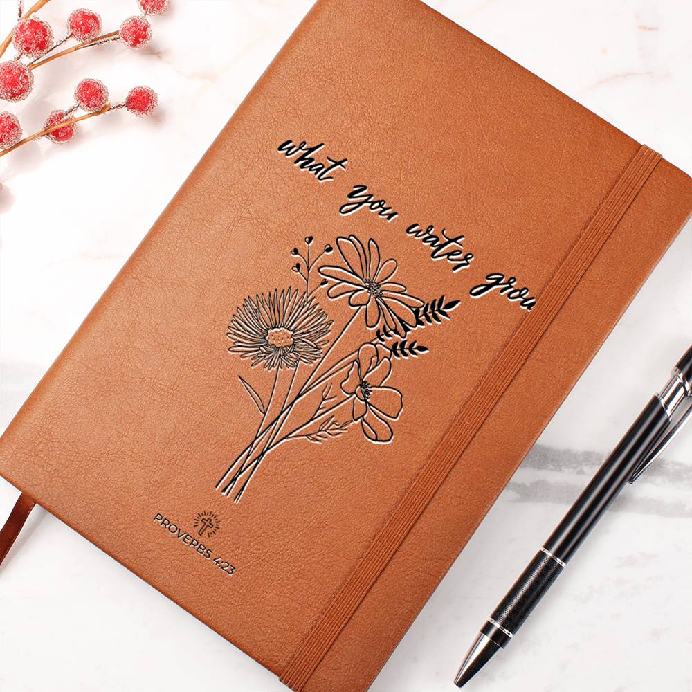 Christian Notebook - Your Thoughts Matter - Proverbs 4:23 - Inspirational Leather Journal - Encouragement, Birthday or Christmas Gift