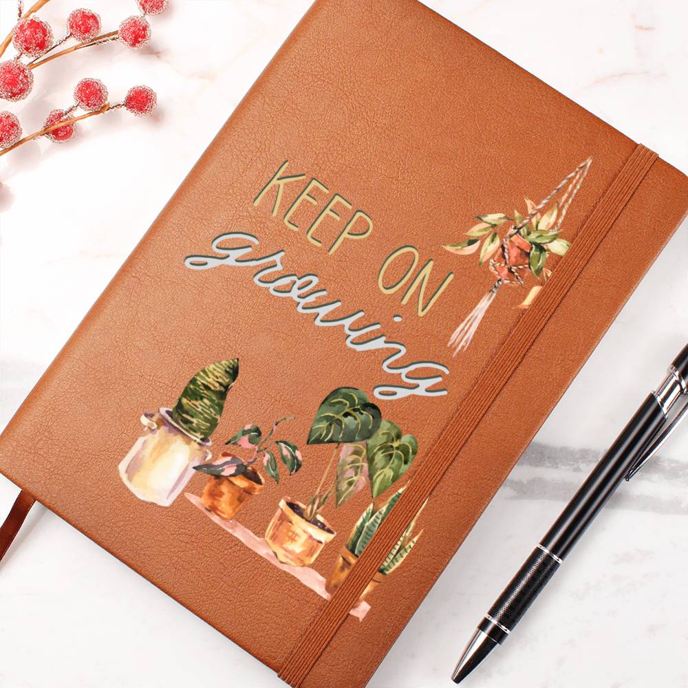 Keep On Growing - Leather Journal - Birthday or Christmas Gift For Boho Plant Lover