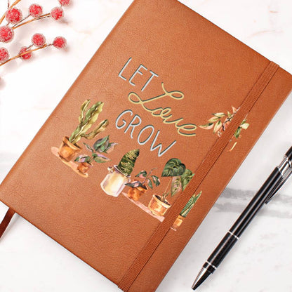 Let Love Grow - Custom Leather Journal - Plant Lover Notebook - Liliana and Liam