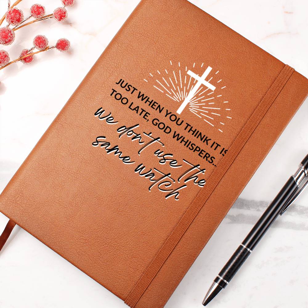 Christian Notebook - God's Timing - Inspirational Leather Journal - Encouragement, Birthday or Christmas Gift