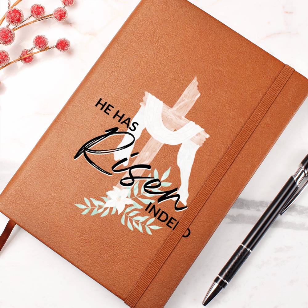 Christian Notebook - He Has Risen - Inspirational Leather Journal - Encouragement, Birthday or Christmas Gift