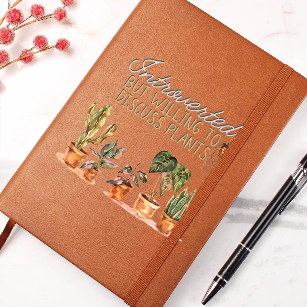 Introverted - Leather Journal - Birthday or Christmas Gift For Boho Plant Lover