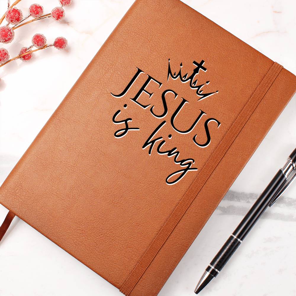 Christian Notebook - Jesus is King - Inspirational Leather Journal - Encouragement, Birthday or Christmas Gift