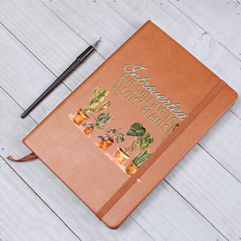 Introverted - Leather Journal - Birthday or Christmas Gift For Boho Plant Lover