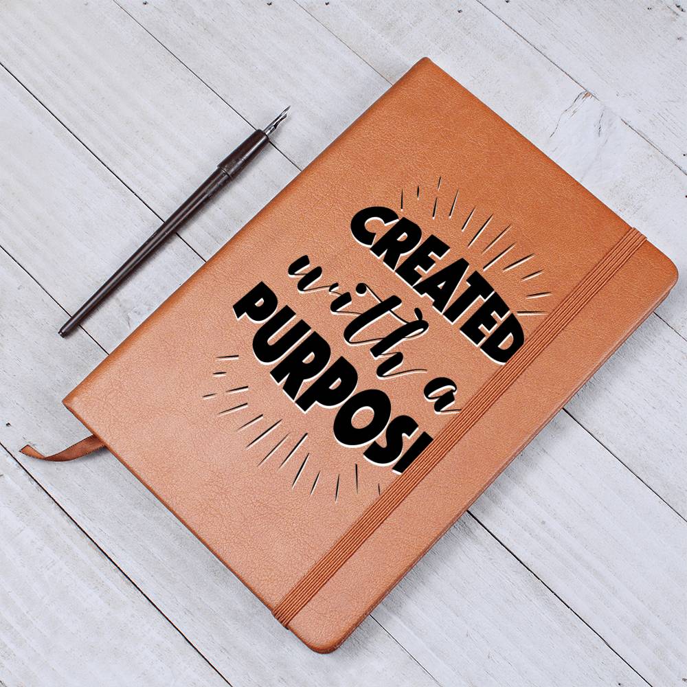 Christian Notebook - Created With A Purpose - Inspirational Leather Journal - Encouragement, Birthday or Christmas Gift