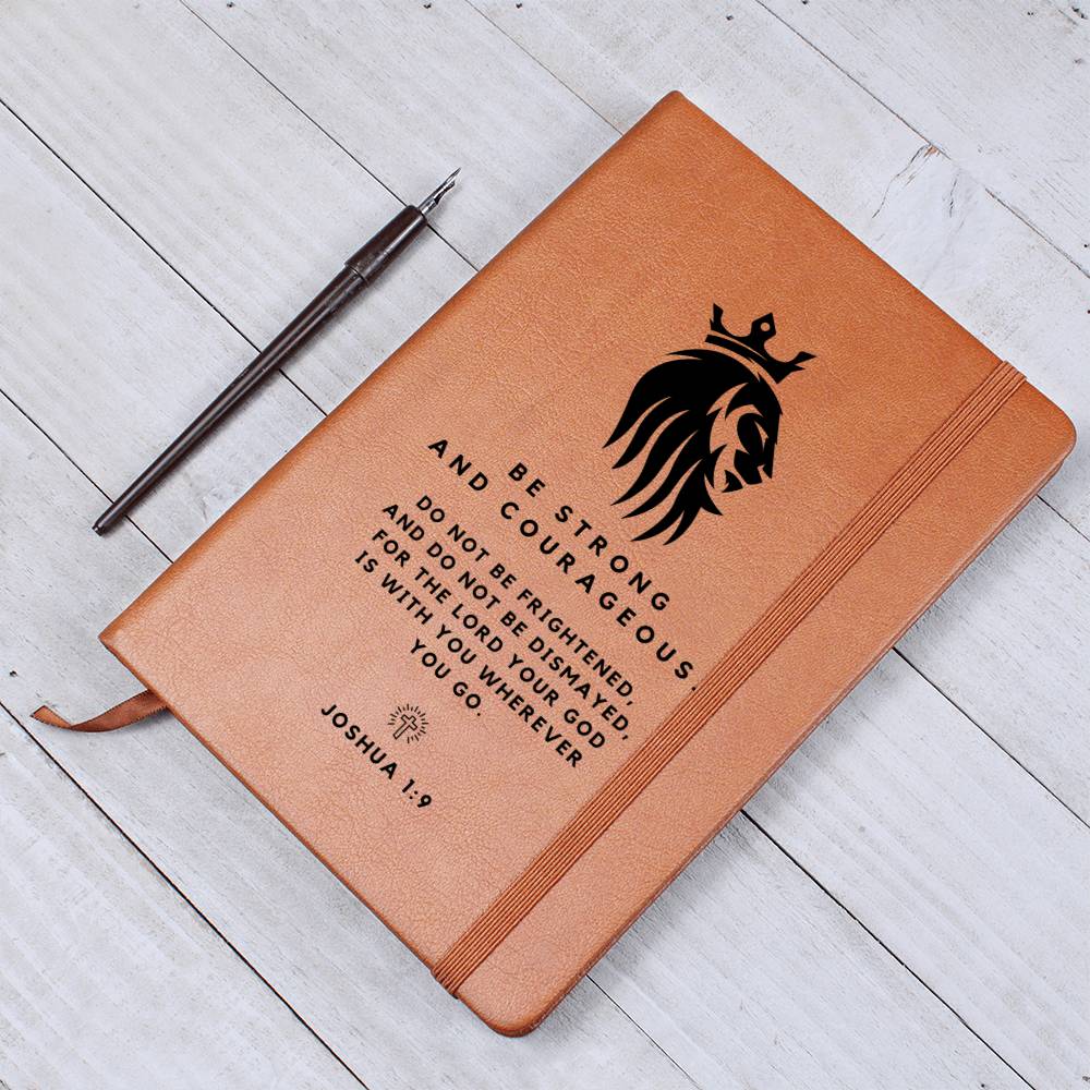 Christian Notebook - Be Strong And Courageous - Joshua 1_9 - Inspirational Leather Journal - Encouragement, Birthday or Christmas Gift