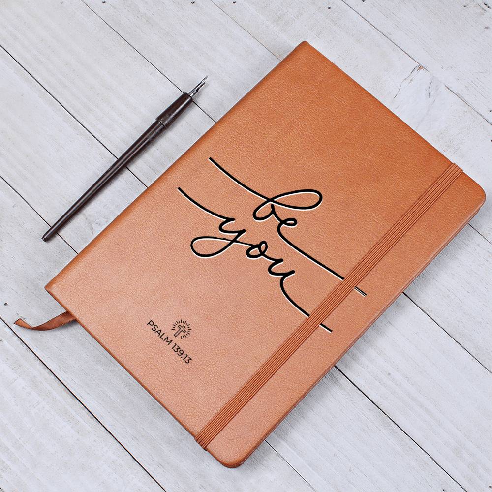 Christian Notebook - Be You - Psalm 139:13 - Inspirational Leather Journal - Encouragement, Birthday or Christmas Gift