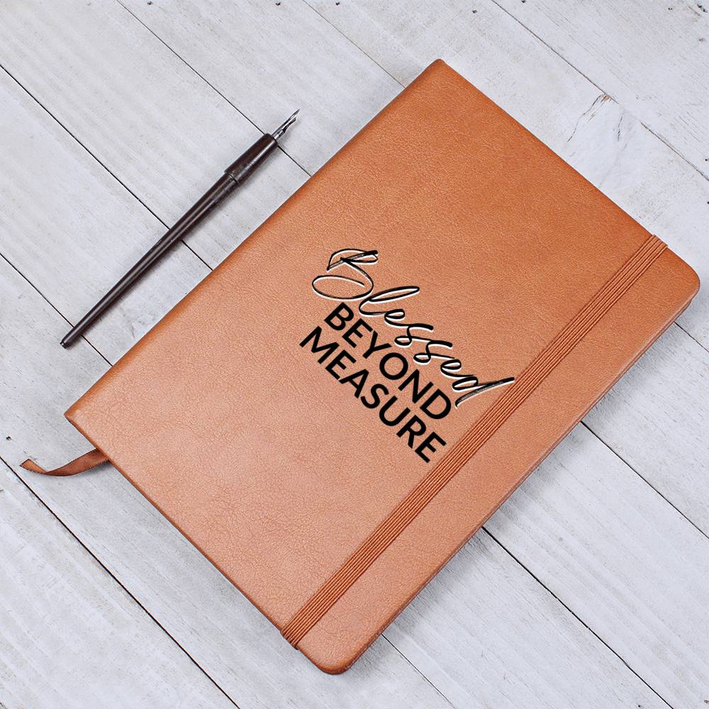 Christian Notebook - Blessed Beyond Measure - Inspirational Leather Journal - Encouragement, Birthday or Christmas Gift