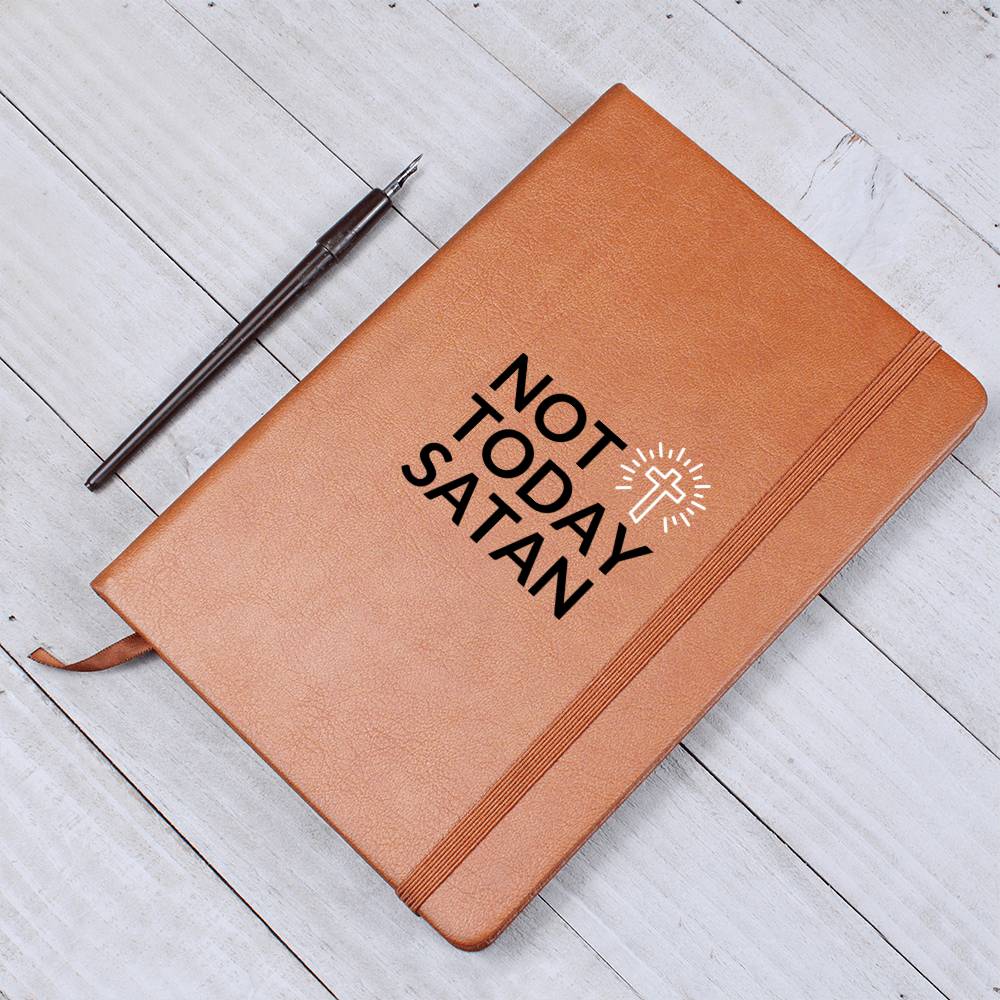 Christian Notebook - Not Today Satan - Inspirational Leather Journal - Encouragement, Birthday or Christmas Gift