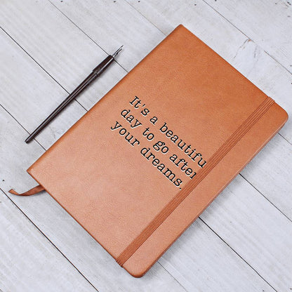 Go After Your Dreams - Custom Leather Journal - Inspirational Notebook - Liliana and Liam