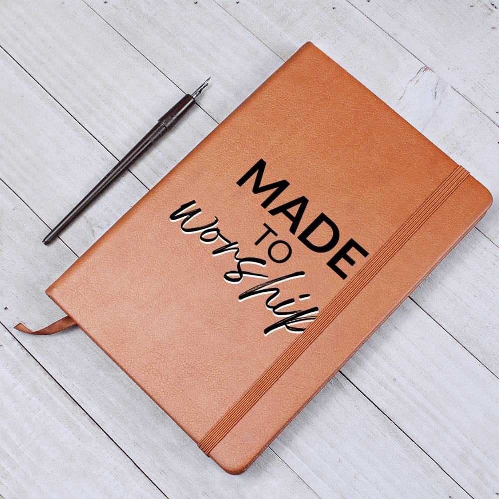 Christian Notebook - Made To Worship - Inspirational Leather Journal - Encouragement, Birthday or Christmas Gift