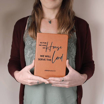 As For Me And My House - Joshua 24:15 - Custom Leather Journal - Christian Notebook - Liliana and Liam