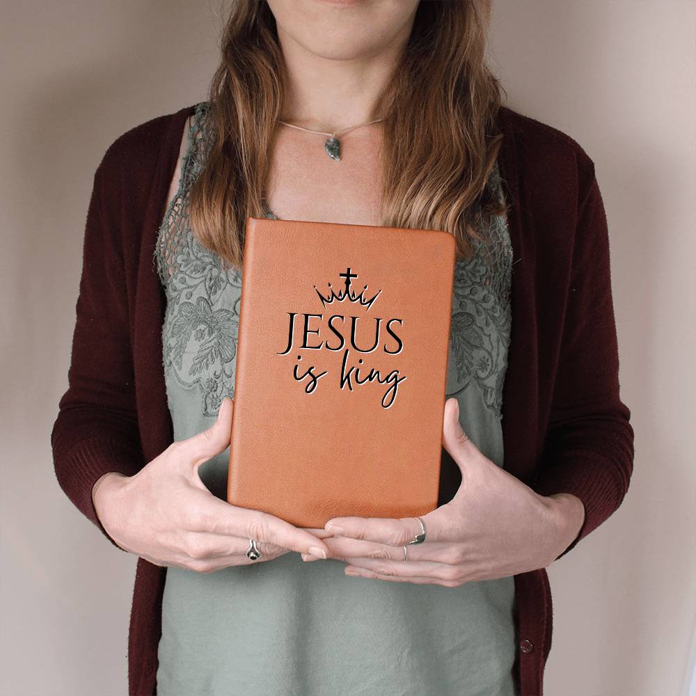 Christian Notebook - Jesus is King - Inspirational Leather Journal - Encouragement, Birthday or Christmas Gift